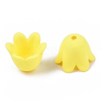Rubberized Style Opaque Acrylic Bead Caps ACRP-T010-01E-1