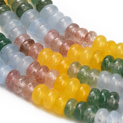 Gradient Color Natural Dyed White Jade & Green Strawberry Quartz & Strawberry Quartz Beads Strands GG-CBA1E0E-01B-1