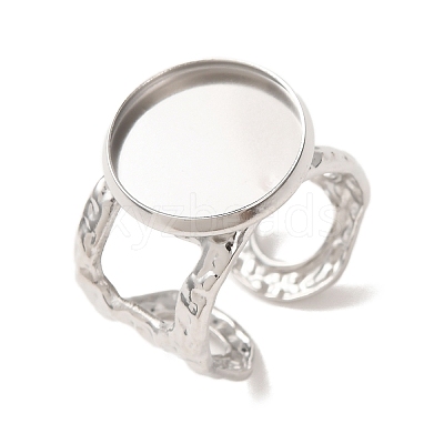 Hammered 304 Stainless Steel Cuff Ring Components SA-CBAC0DF-02D-P-1