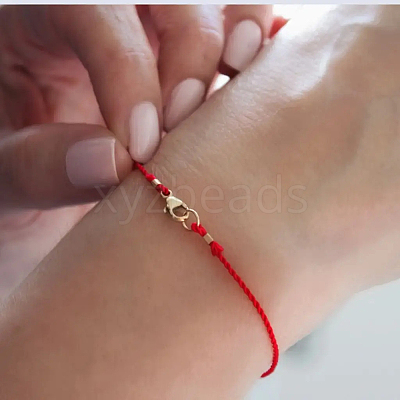 Good Lock Polyester String Bracelets with Brass Spring Ring Clasps for Women PH9541-2-1