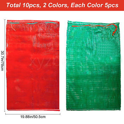 10Pcs 2 Colors Christmas Themed Plastic Drawstring Bags ABAG-CN0001-10-1
