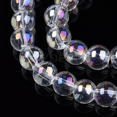 Electroplate Transparent Glass Beads Strands GLAA-T032-T6mm-AB13-1