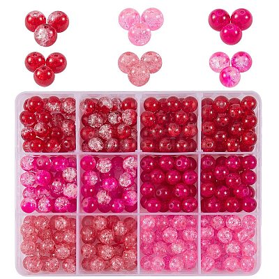 300Pcs 6 Colors Spray Painted Crackle Glass Beads CCG-SZ0001-11A-1