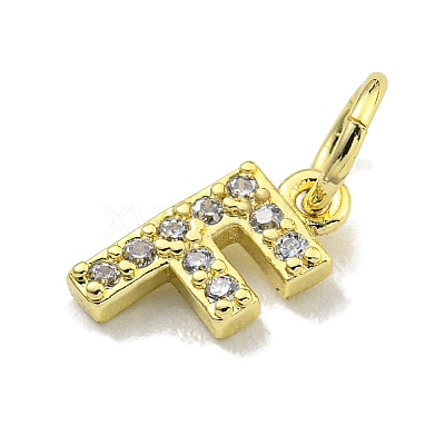 Letter Brass Micro Pave Clear Cubic Zirconia Pendants KK-K354-06G-F-1
