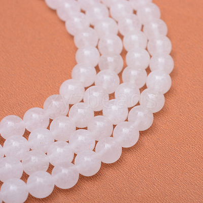 Round Natural White Jade Bead Strands X-G-R345-8mm-06-1