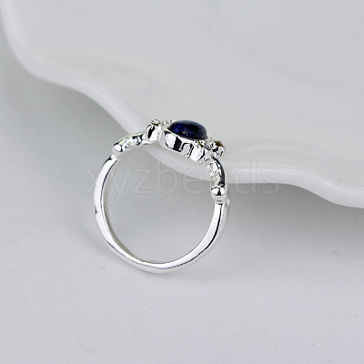 Alloy with Natural Lapis Lazuli Finger Rings FS-WGF3EDB-06-1