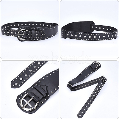 Imitation Leather with Alloy Rivets Chain Belts AJEW-WH20006-449A-1
