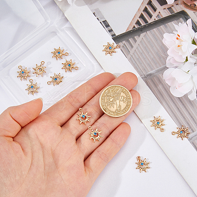 12Pcs Brass Micro Pave Cubic Zirconia Charms KK-DC0005-19-1