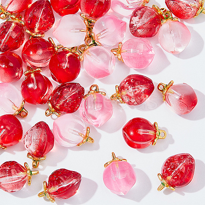 30Pcs 3 Styles Handmade Lampwork Fruit Pendants LAMP-WR0001-05-1