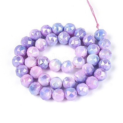 Anti-Tarnish Electroplate Glass Beads Strands GLAA-N010-10mm-14-1