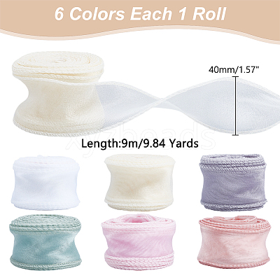 6 Rolls 6 Colors Fishtail Yarn Iridescent Ribbon for Bowknot Making OCOR-WR0001-57-1