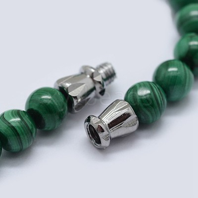 Natural Malachite Graduated Beaded Necklaces NJEW-F218-01A-1