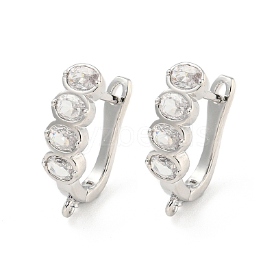 Rack Plating Brass Micro Pave Cubic Zirconia Hoop Earring Findings EJEW-C102-17P-1