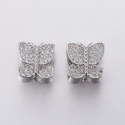 Brass Micro Pave Cubic Zirconia European Beads OPDL-P001-31-1