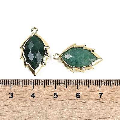 Natural Green Aventurine Faceted Leaf Pendants G-I375-04G-18-1
