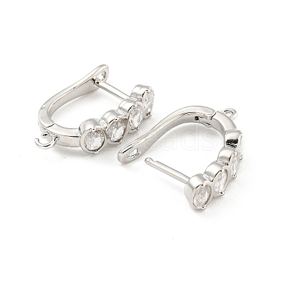 Rack Plating Brass Micro Pave Cubic Zirconia Hoop Earring Findings EJEW-C102-17P-1