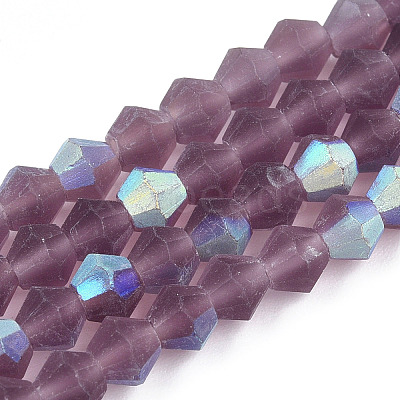 Imitate Austrian Crystal Bicone Frosted Glass Beads Strands EGLA-A039-T4mm-MB04-1