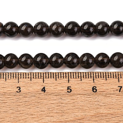 Natural Smoky Quartz Round Beads Strands G-E329-6mm-38-1