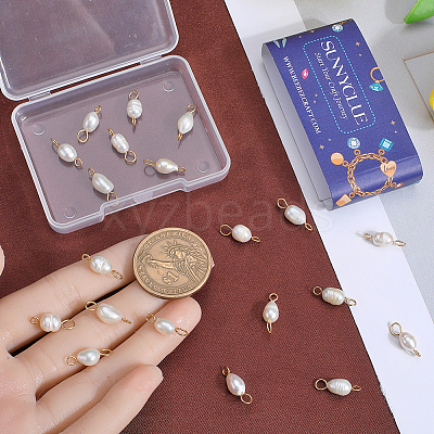 Natural Cultured Freshwater Pearl Potato Connector Charms PALLOY-SC00014-1