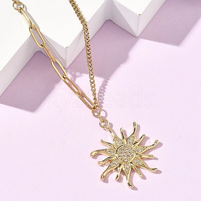 304 Stainless Steel Micro Pave Clear Cubic Zirconia Pendant Necklaces for Women NJEW-Z103-01G-08-1
