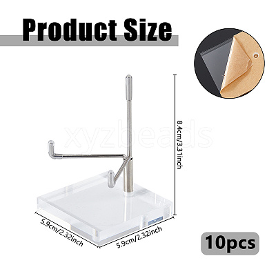 Stainless Steel Crystal Ball Display Holder with Square Clear Acrylic Bases LS-AJEW-WH0695-152P-B-1
