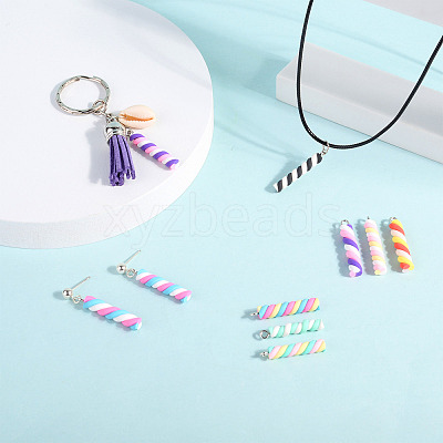 90Pcs 9 Colors Handmade Polymer Clay Pendants CLAY-CD0001-08-1