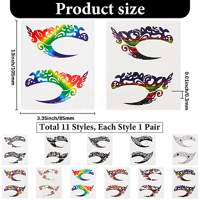 11Pcs 11 Styles Luminous Removable Temporary Water Proof Tattoos Paper Stickers Set DIY-GF0010-79-1