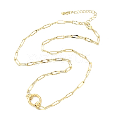 Brass Ring Link Paperclip Chain Necklaces X-NJEW-A042-05G-1
