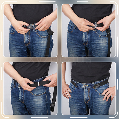 6Pcs 2 Colors Canvas Elastic Invisible Belt with Alloy Buckles AJEW-FG0003-99-1