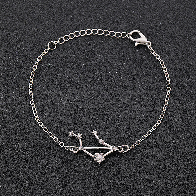12 Constellations Alloy Rhinestone Link Bracelets WG43B2B-15-1