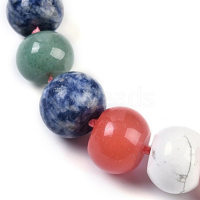 Natural Mixed Stone Rondelle Graduated Beaded Necklaces for Women Men NJEW-K388-02U-1