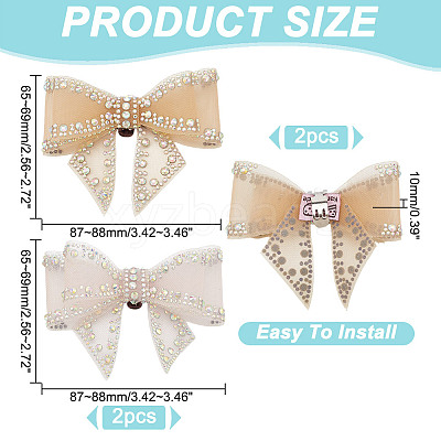 4Pcs 2 Colors Bowknot Polyester Rhinestone Shoe Decorations AJEW-HY0001-80B-1