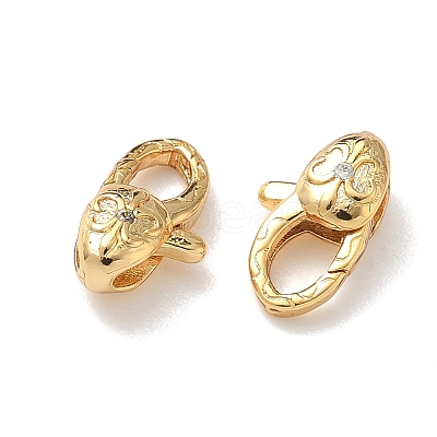 Oval Brass Micro Pave Cubic Zirconia Lobster Claw Clasps KK-Z136-22G-03-1