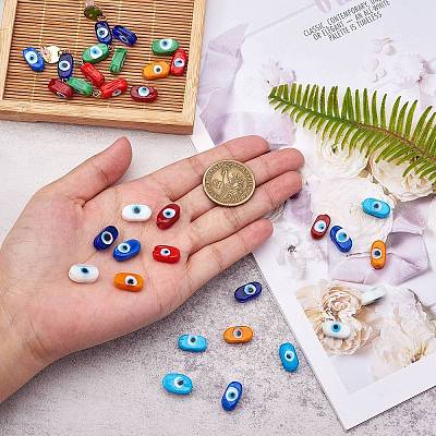 40Pcs 8 Colors Normal Lampwork Beads LAMP-SZ0001-24-1