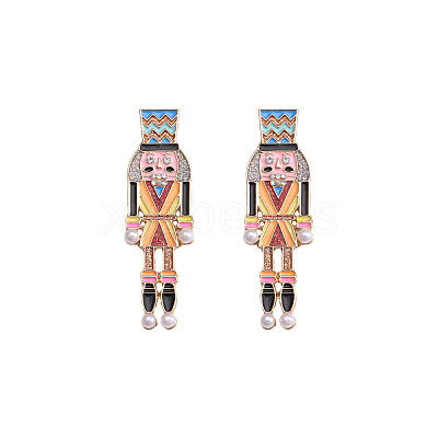 Cartoon Soldier Shape Alloy Enamel Stud Earrings FS-WGA682D-06-1