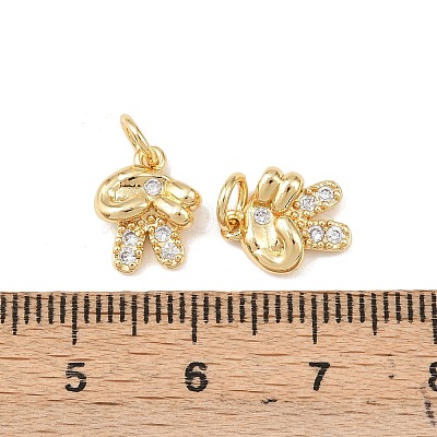 Brass Micro Pave Clear Cubic Zirconia Pendants KK-P339-19G-1