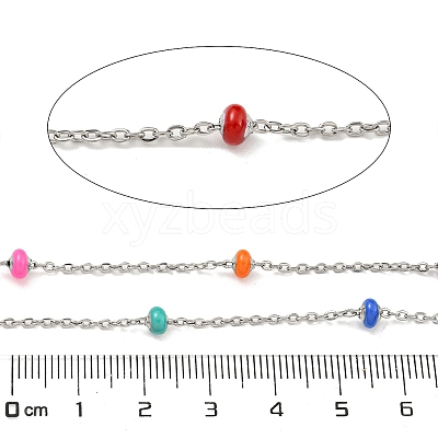 304 Stainless Steel Enamel Link Chains AJEW-Z028-09P-07-1
