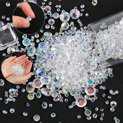 6300Pcs Acrylic Rhinestone Pointed Back Cabochons GACR-SP0001-03B-1