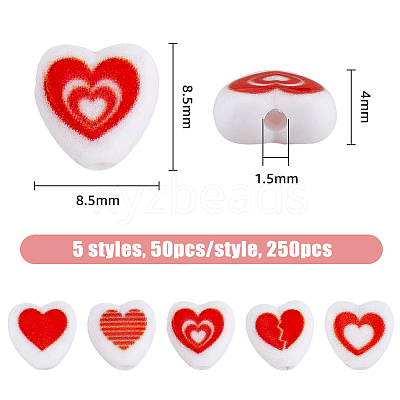 250Pcs 5 Styles Opaque Acrylic Enamel Beads OACR-FH0001-051-1