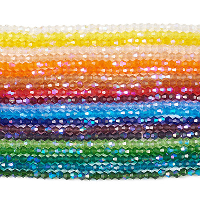 21 Strands 21 Colors Transparent Electroplate Glass Beads Strands GLAA-TA0004-23-1