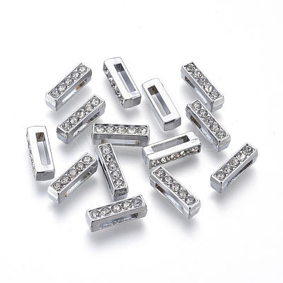 Alloy Initial Slide Charms with Grade A Rhinestones ALRI-R032-I-FF-1