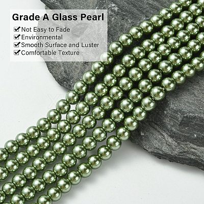 Eco-Friendly Dyed Glass Pearl Bead Strands HY-A008-6mm-RB025-1