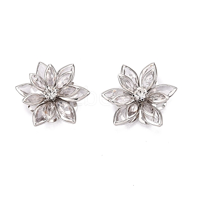 Acrylic Rhinestone Flower Flat Back Cabochons X-RSB027-06-1