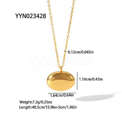 Fashion Oval 304 Stainless Steel Stud Earrings & Pendant Necklaces Sets for Women BL8928-1-1