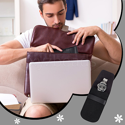 Portable PU Leather & Felt Single Watch Pouch Storage Bags ABAG-WH0248-501A-1