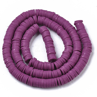 Handmade Polymer Clay Beads Strands CLAY-R089-6mm-037-1