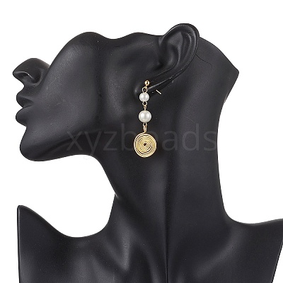 3 Pairs Glass Pearl Dangle Stud Earrings EJEW-JE06543-1
