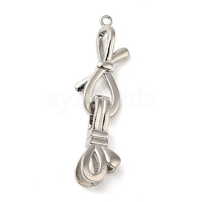 Rack Plating Brass Knot Fold Over Clasps KK-K349-12P-1