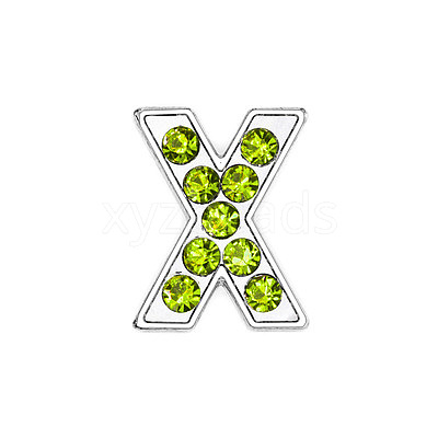 Glass Rhinestone Slide Charms PALLOY-TAC0018-02-X-1