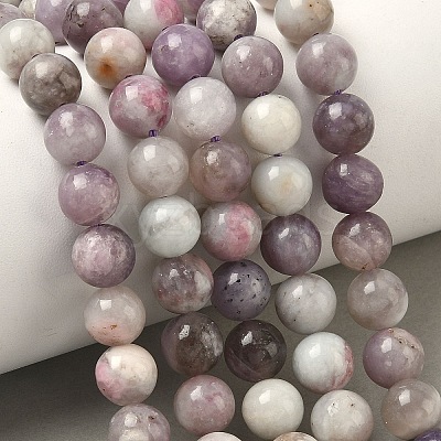 Dyed Round Natural Pink Tourmaline Beads Strands G-K089-8mm-05-1
